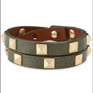 Stella & Dot Pyramid Double Wrap Leather Bracelet